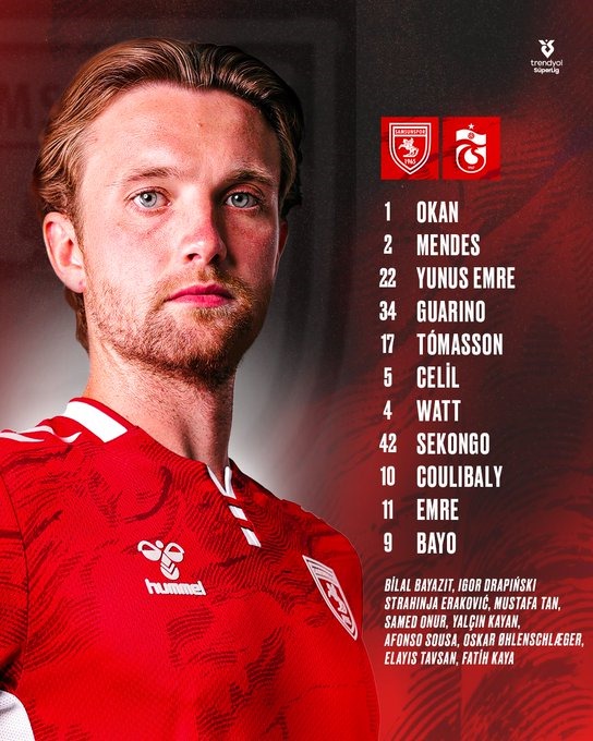 Samsunspor-Trabzonspor Maçında İlk 11'ler Belli Oldu!