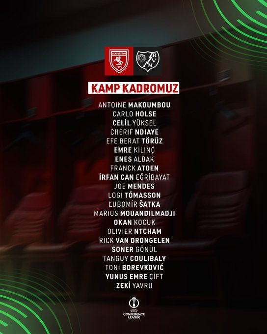Samsunspor'un Rayo Vallecano maçı kamp kadrosu belli oldu