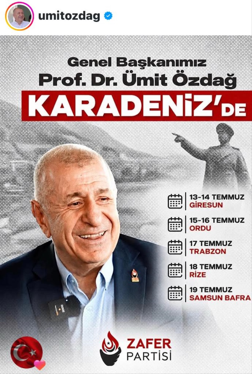 Ümit Özdağ Karadeniz turuna çıkıyor! Samsun programı da netleşti