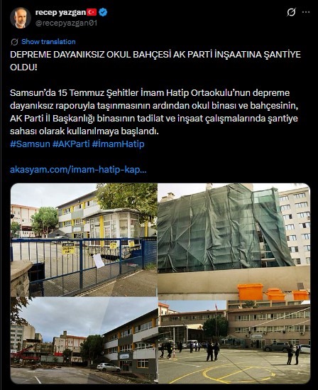Depreme Dayanıksız Denilerek Boşaltılan Okulun Bahçesi AKP'nin Şantiyesi mi Oldu?
