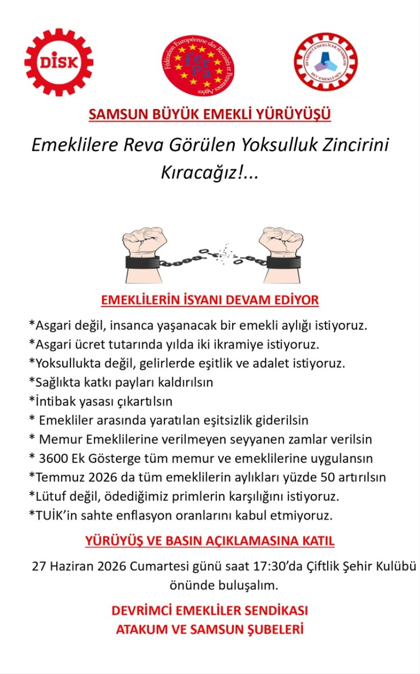 Samsun'da Emeklilerden Büyük Yürüyüş Çağrısı